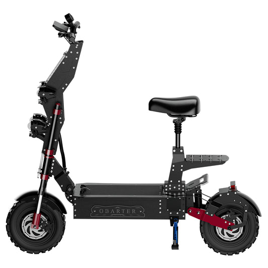 OBARTER-X7 Super Electric Scooter 14 Inch Off Road Tires 4000W*2 Dual Motors 60V 60Ah Battery 90Km/h Max Speed 120kg Load 140KM Range with Seat Black