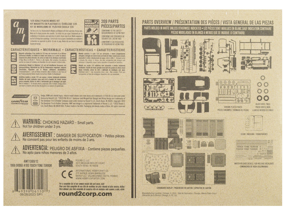 1966 Dodge A100 Pickup Truck "Touch Tone Terror" with Cardboard Accessories 1/25 Scale Plastic Model Kit by AMT
