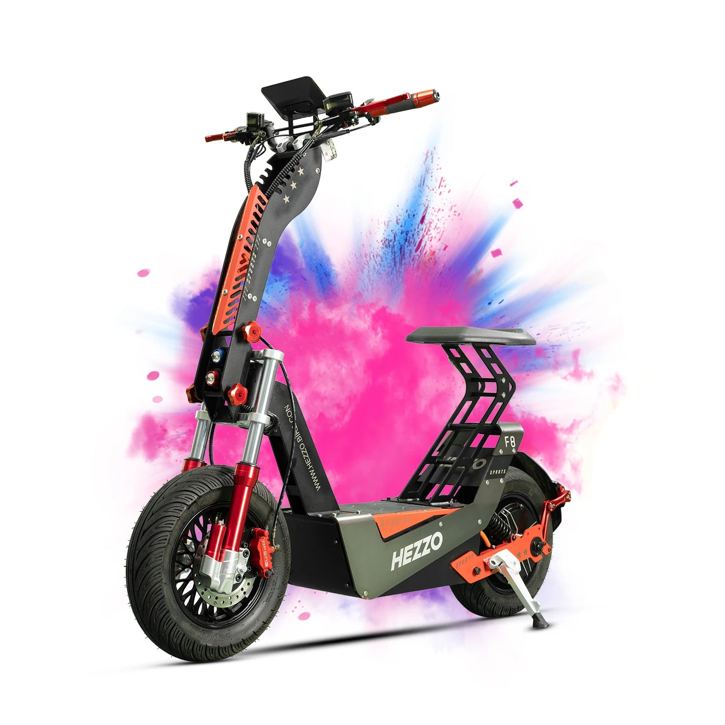 HEZZO F8 Electric Scooter 72v 8000W 100Km/h 50Ah Long Range Off Road Escooter 16Inch Foldable Motorbike With Seat