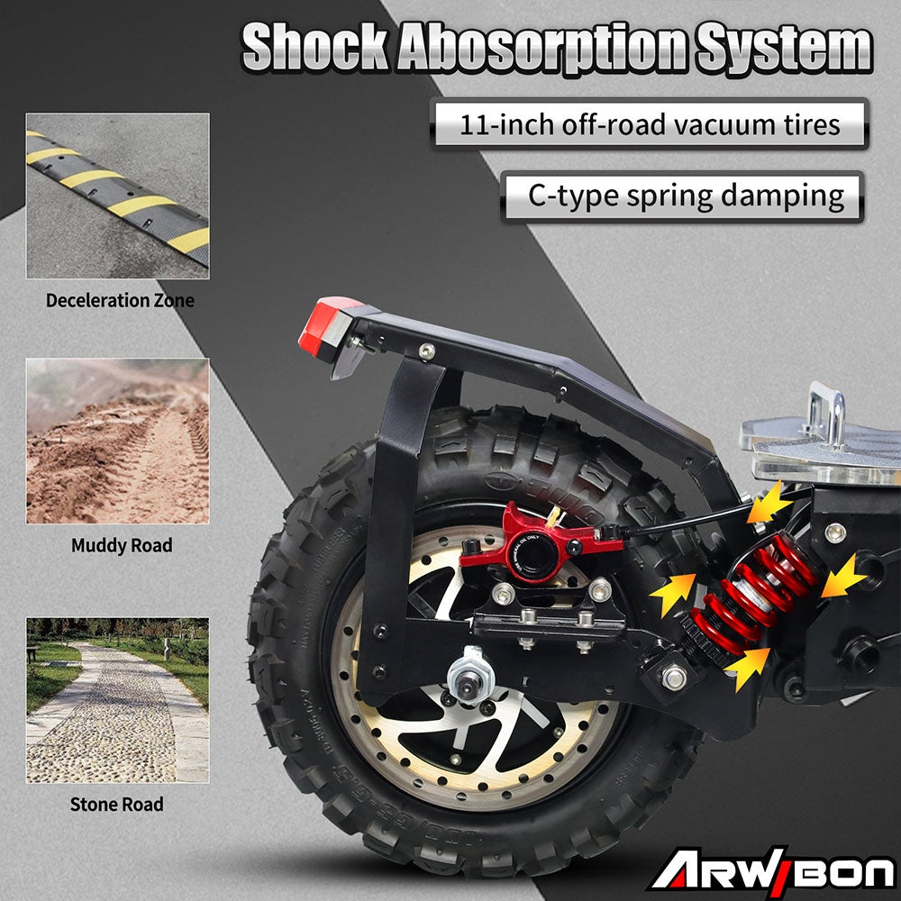ARWIBON Q06 Pro Electric Scooter 11 inch Off-road Tire 60V 2800W Dual Motor 55-75km/h Max Speed 27Ah Battery 50-70km Range
