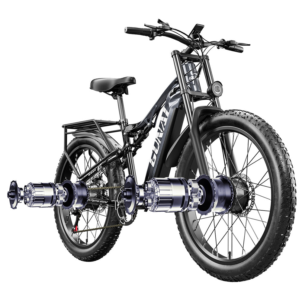 GUNAI GN68 Electric Bike, 2*1000 Motor, 48V 17.5Ah Battery, 26*3.0-inch Fat Tires, 50km/h Max Speed, 60miles Max Range