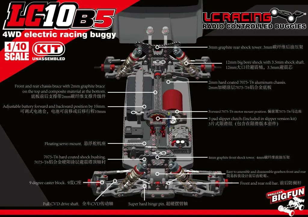 LC Racing 1/10 LC10B5 4WD Competition Spec Buggy Kit