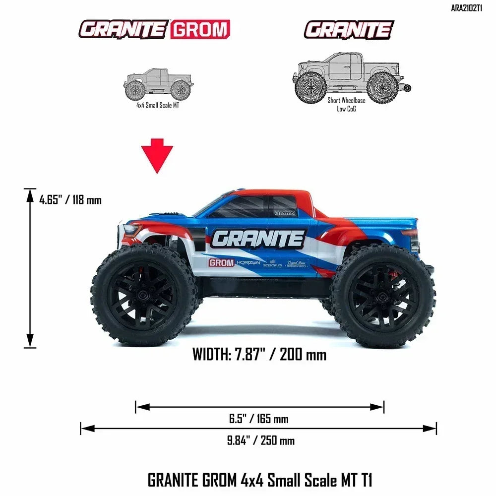 ARRMA RC Car 1/18 GRANITE GROM MEGA 380 Brushed 4WD RTR RC Electric Remote Control Model Monster Truck