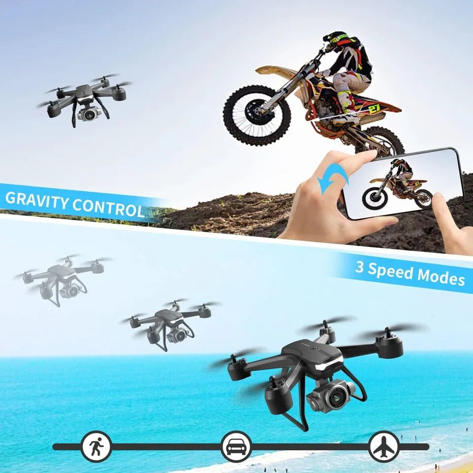 4DRC V14 RC Drone WIFI FPV 4K HD Wide Angle Dual Camera Quadcopter Portable with Bag ,2 Batteries Drone For Beginner,Headless Mode,Gesture Photo