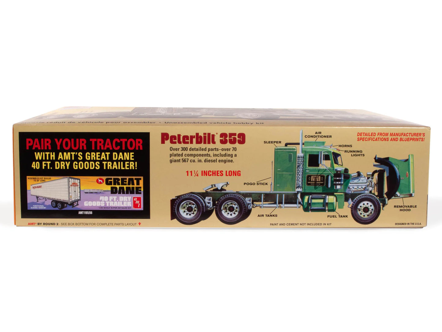 Peterbilt 359 California Hauler with Sleeper Cab 1/25 Scale Plastic Model Kit by AMT