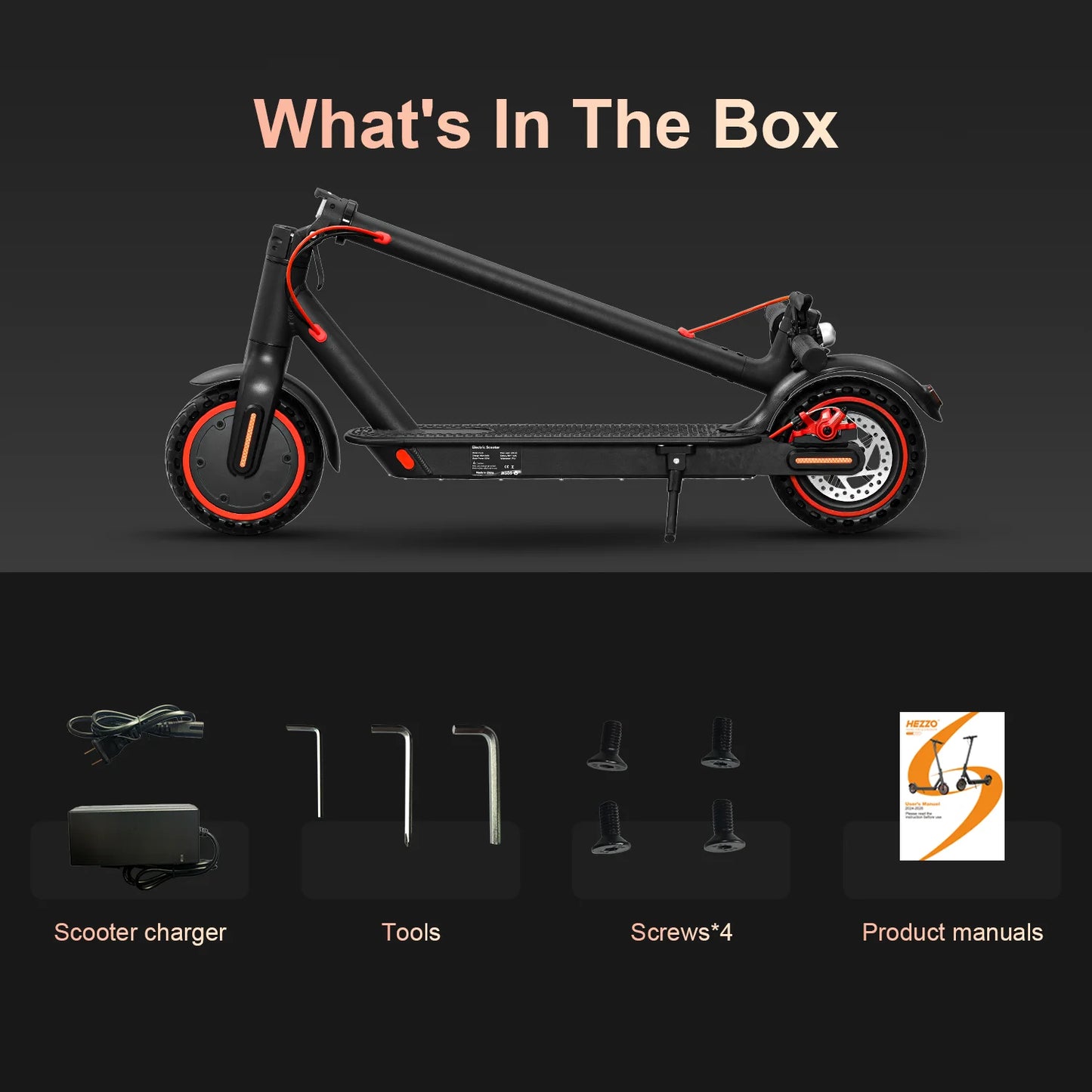 HEZZO Electric Scooter for Adult 36v 350W 10.4Ah HS-04Pro 8.5" Self-balance 15.6MPH Folding Kick Escooter Smart App