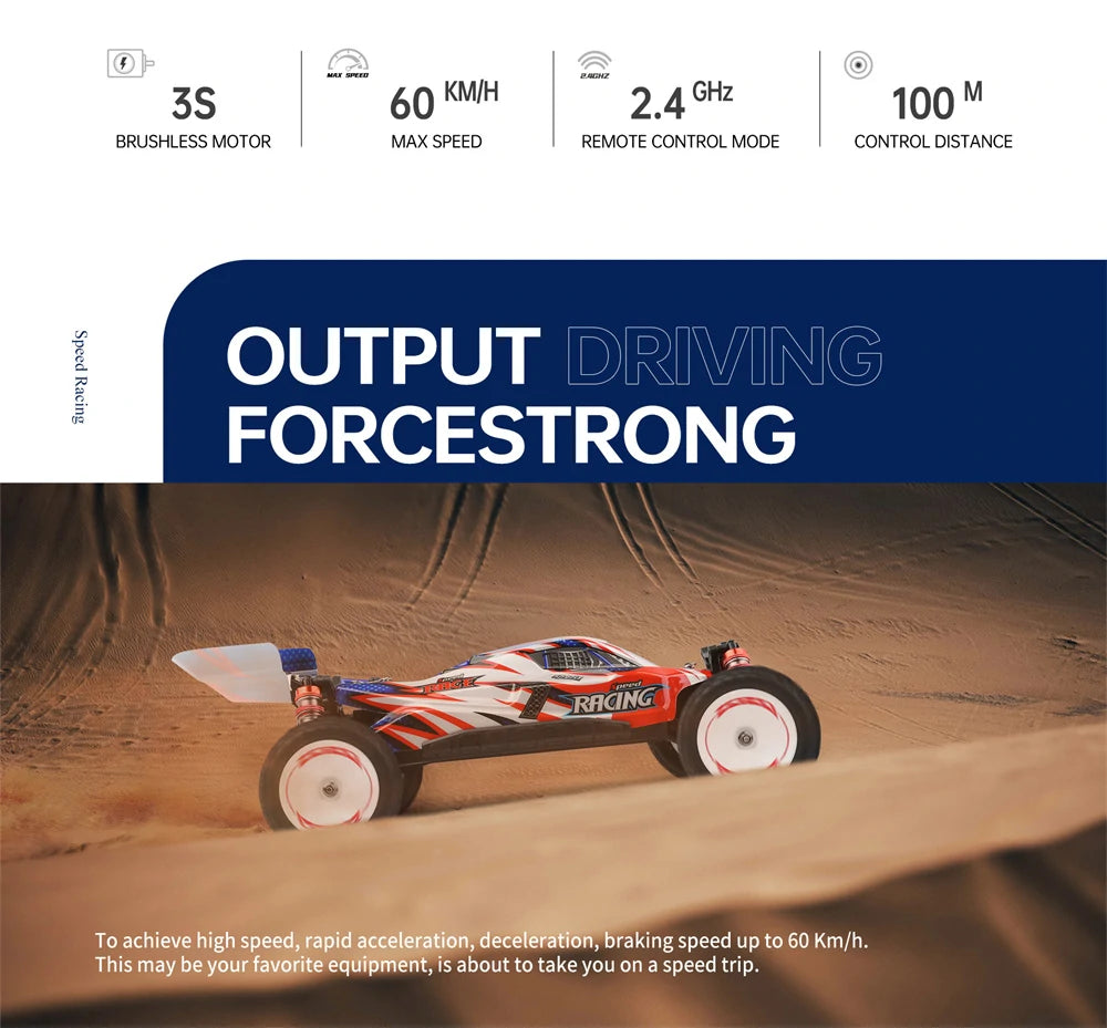 Wltoys 124008 RTR 1/12 Scale 2.4G 4WD 3S Brushless RC Buggy 60km/h Off-Road Climbing High Speed Full Proportional Vehicle Model