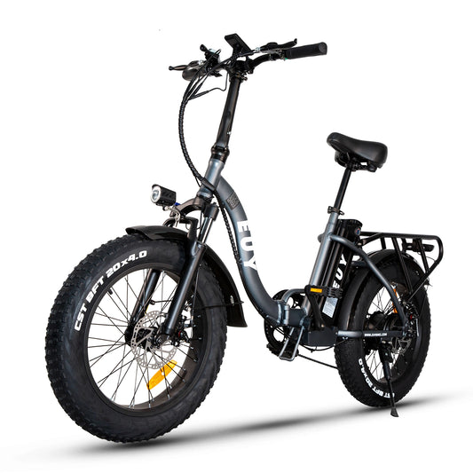 750w Step Through EUY Black Electric Bike 20'x4.0'Fat Tire Foldable E-bike with 48V 16Ah Removable Battery