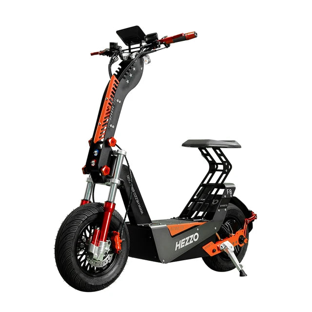 HEZZO F8 Electric Scooter 72v 8000W 100Km/h 50Ah Long Range Off Road Escooter 16Inch Foldable Motorbike With Seat