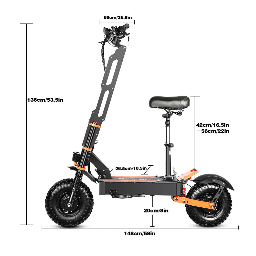 TOURSOR X8P Electric Scooter 60V 38.8AH Battery 4000W*2 Dual Motors 14inch Off-Road Tires 110KM Max Mileage 200KG Max Load Folding E-Scooter Black/Orange