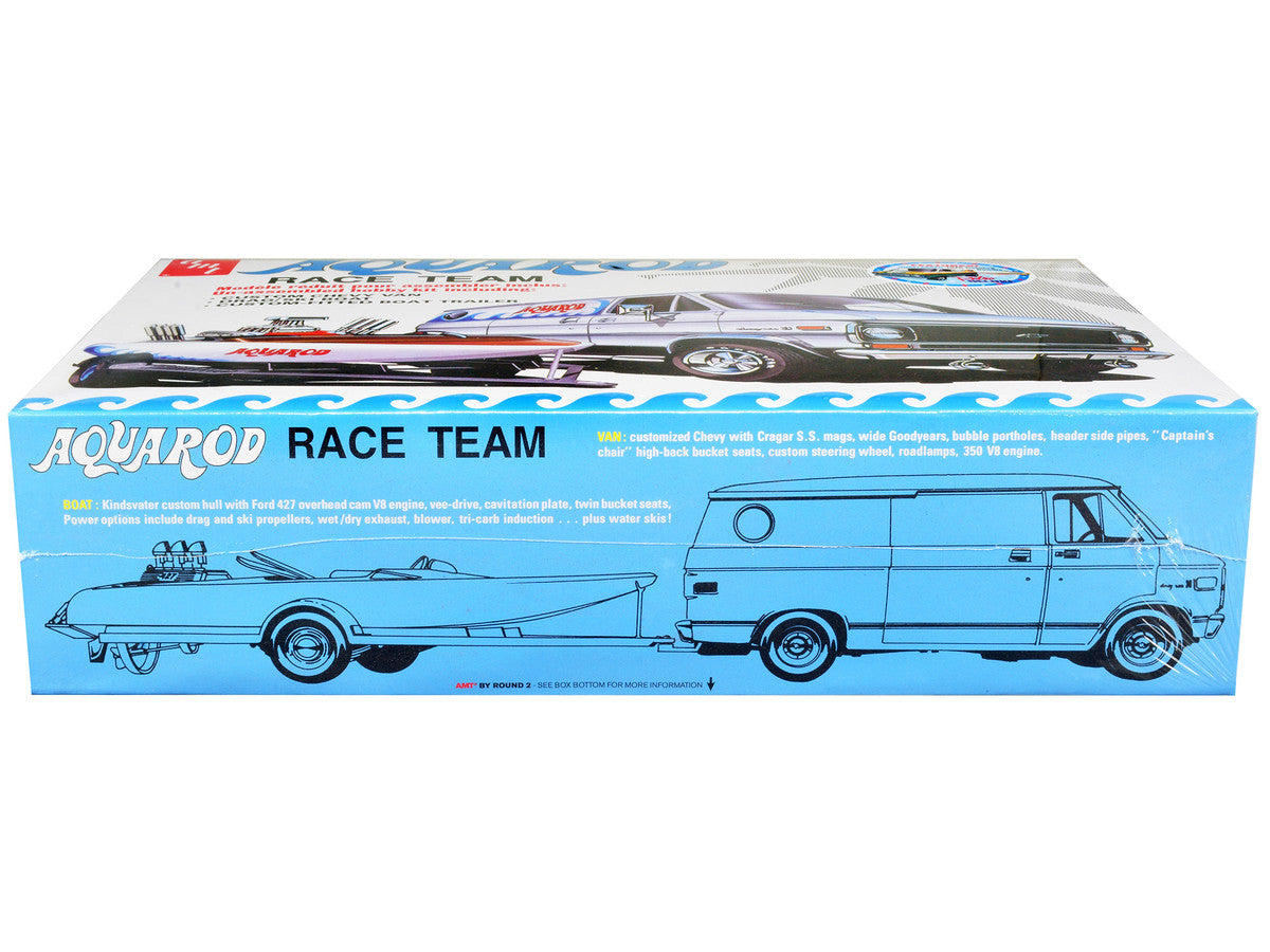 Chevrolet Custom Van with Drag/Ski Boat and Trailer "Aqua Rod Race Team" 1/25 Scale Plastic Model Kit by AMT
