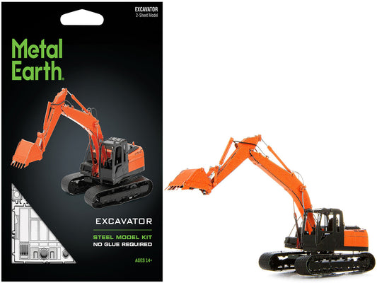 Excavator Orange and Black (Challenging Difficulty) Steel Model by Metal Earth