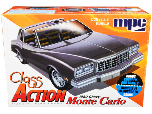 1980 Chevrolet Monte Carlo "Class Action" with Motorcycle and Trailer (Skill 2) 1/25 Scale Plastic Model Kit Car by MPC