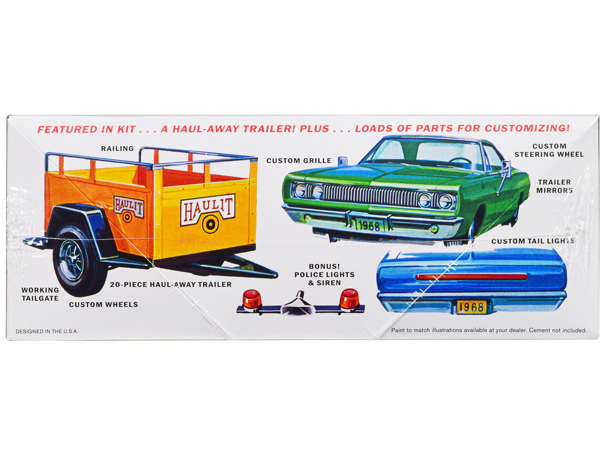 1968 Dodge Coronet Hardtop with Trailer 1/25 Scale Model by MPC