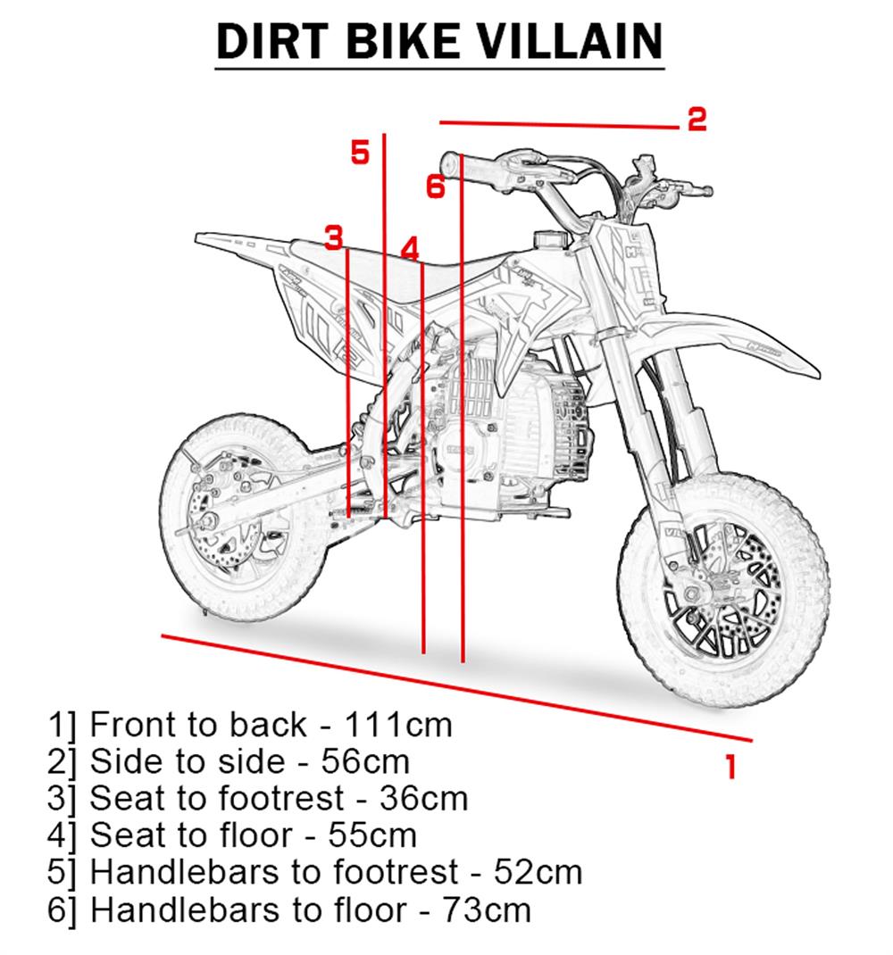 MotoTec Villain 52cc 2-Stroke Kids Gas Dirt Bike Red