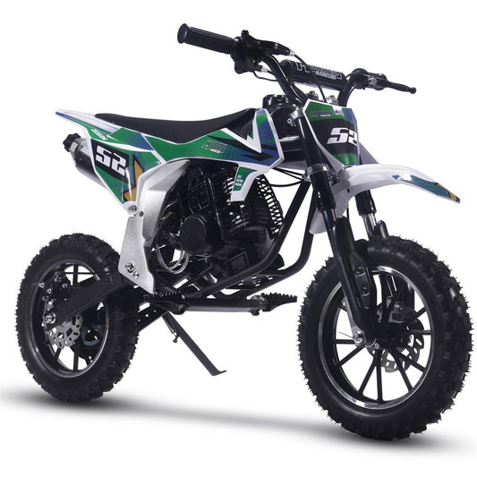 MotoTec Warrior 52cc 2-Stroke Kids Gas Dirt Bike Green