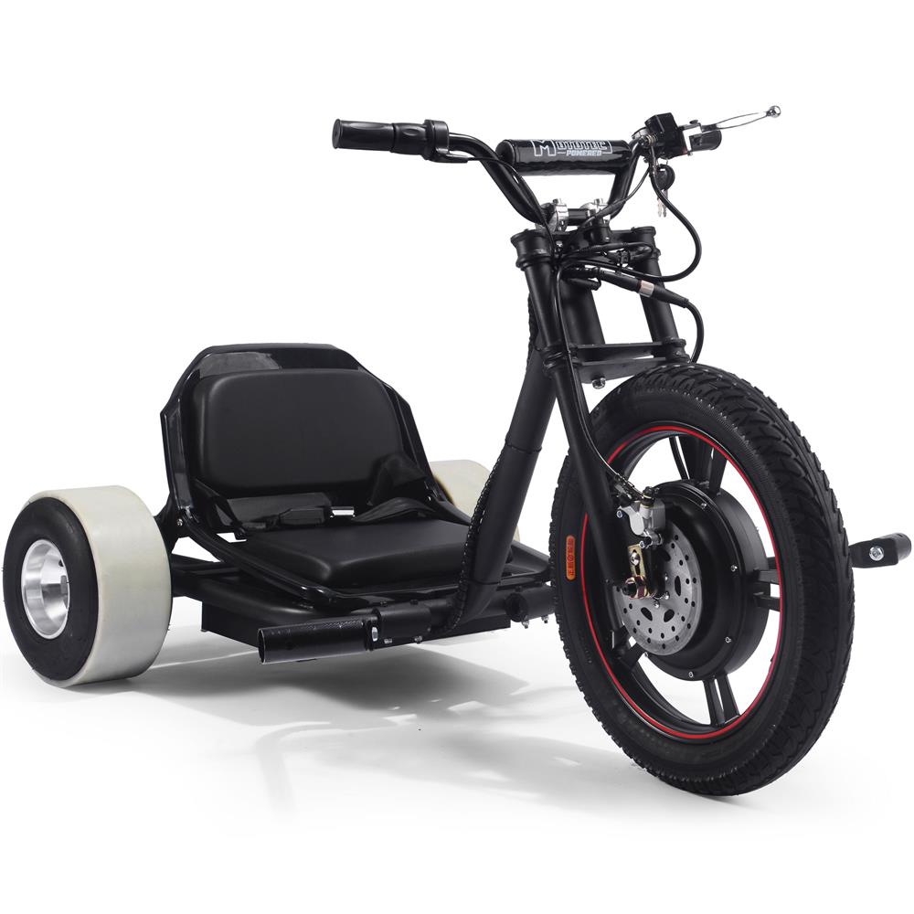 MotoTec Drifter 48v 800w Electric Trike Lithium Black