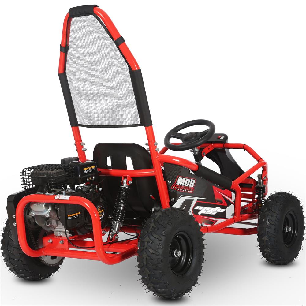 MotoTec Mud Monster Kids Gas Powered 98cc Go Kart Full Suspension Red