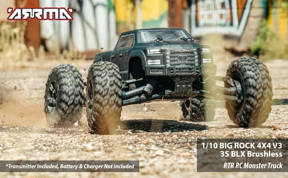 ARRMA 1/10 BIG ROCK 4X4 V3 3S BLX Brushless Monster RC Truck RTR (Transmitter and Receiver Included, Batteries and Charger Required)