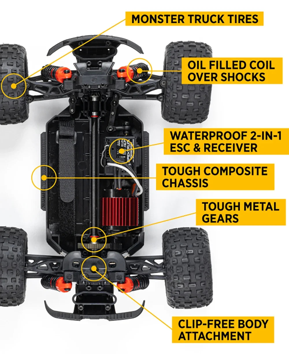 ARRMA RC Car 1/18 GRANITE GROM MEGA 380 Brushed 4WD RTR RC Electric Remote Control Model Monster Truck