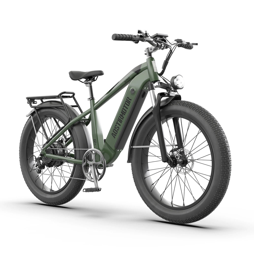 AOSTIRMOTOR new pattern 26" 1000W Electric Bike Fat Tire 52V 15AH Removable Lithium Battery for Adults Dark Green
