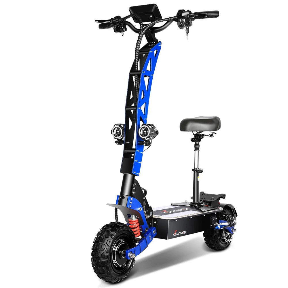 TOURSOR E8P Electric Scooter 60V 35AH Battery 3000W*2 Dual Motors 11inch Off-Road Tires 120KM Max Mileage 150KG Max Load Folding E-Scooter Black/Blue