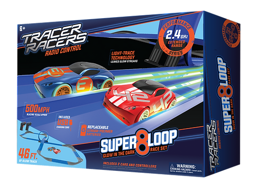 Remote Control Slot Car Race Track Set Glow-in-the-Dark 3 Track Lengths