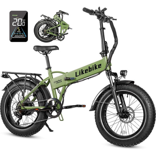 Folding Electric Bike for Adults with 500W Motor(Peak 720W),20" 4.0 Fat Tire Ebike,48V 10.4Ah Removable Battery,Electric Bicycle