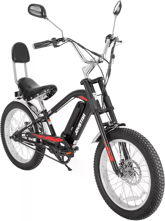 Electric Bike, Motorcycle Ebike with 250W Brushless Motor, Fat Tire Cruiser E-Bike for Adults, Chopper Style Electric Bicycle