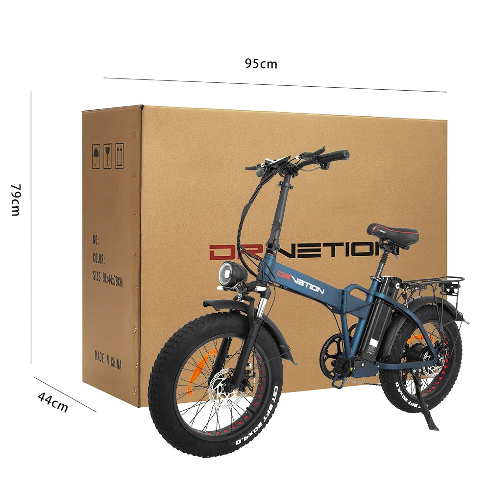 DR Vetion Folding Simple Fat Tire Electric 48V 15AH Lithium Battery eBike Blue