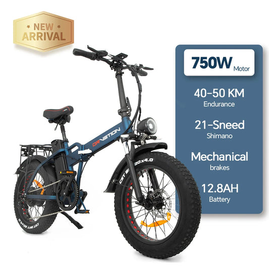 DR Vetion Folding Simple Fat Tire Electric 48V 15AH Lithium Battery eBike Blue