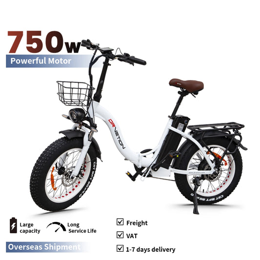 DR Vetion Folding Simple Fat Tire Electric 48V 15AH Lithium Battery eBike White