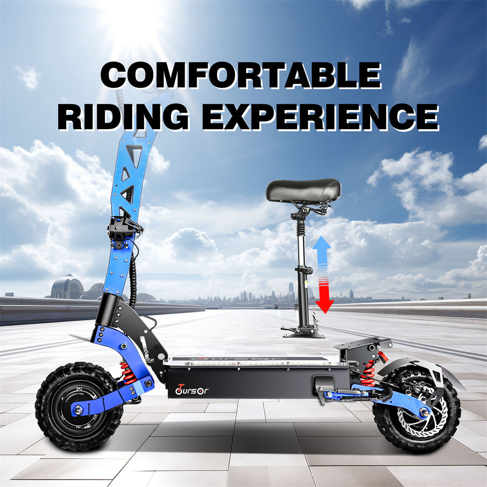 TOURSOR E8P Electric Scooter 60V 35AH Battery 3000W*2 Dual Motors 11inch Off-Road Tires 120KM Max Mileage 150KG Max Load Folding E-Scooter Black/Blue