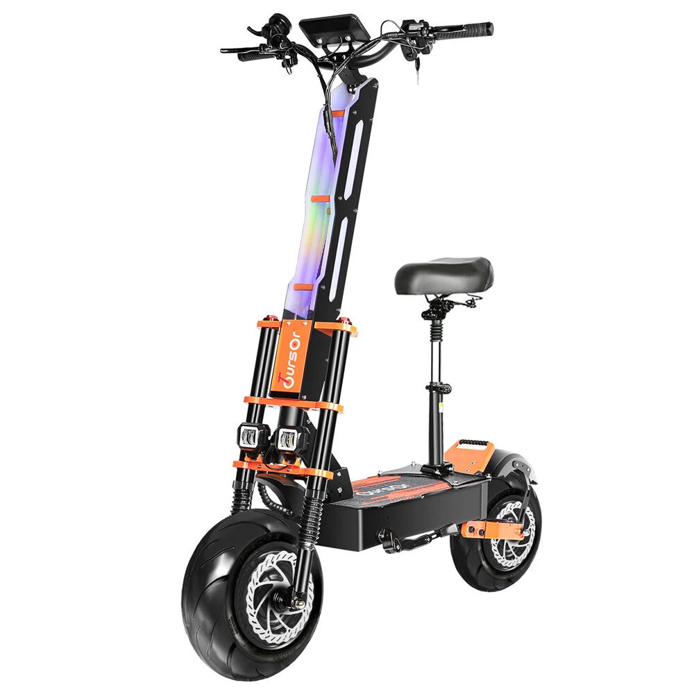 TOURSOR X8P Electric Scooter 60V 38.8AH Battery 4000W*2 Dual Motors 14inch Off-Road Tires 110KM Max Mileage 200KG Max Load Folding E-Scooter Black/Orange