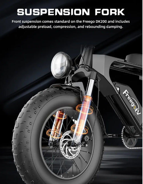 Freego GT200 Pro Off Road Mountain Electric Bike 20'' Fat tires 1200W Powerful Motor outdoor ebike