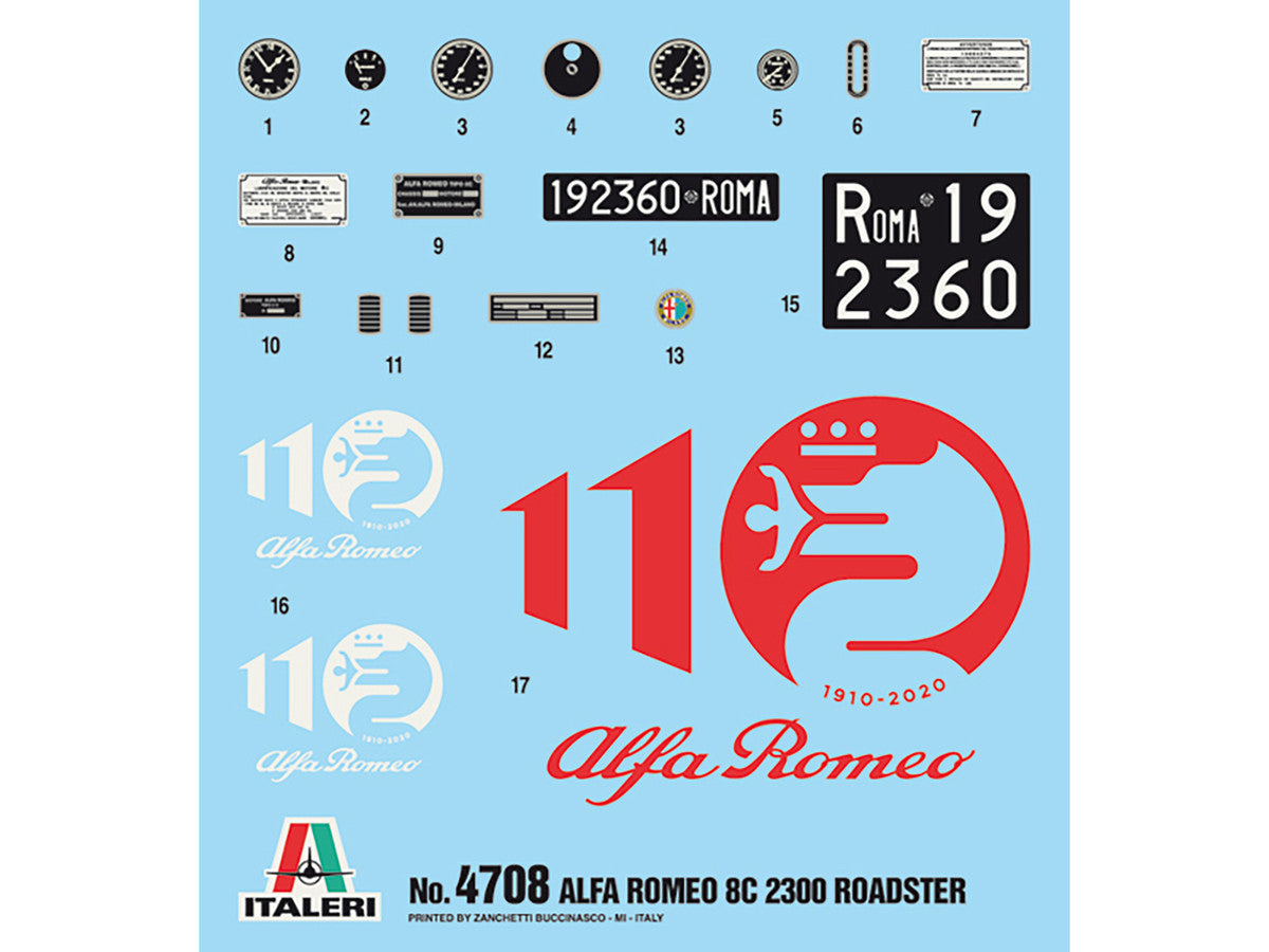 Alfa Romeo 8C 2300 Roadster 1/12 Scale Plastic Model Kit by Italeri